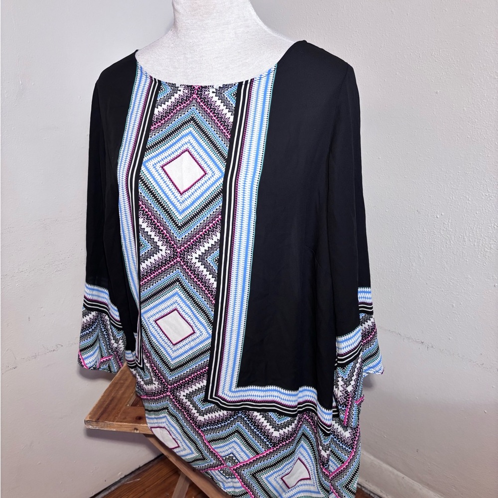 Rose + Olive Boho 3/4 Sleeve Chiffon Blouse - Picture 4 of 7